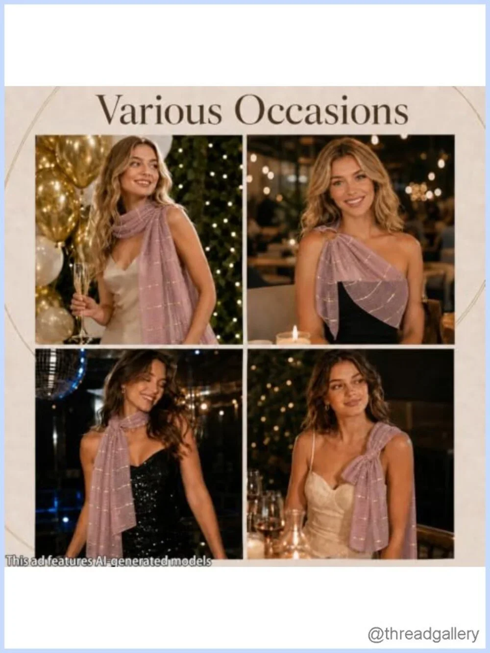 Sparkle Mesh Sequin Women's Fashion Scarf for Evening Dresses